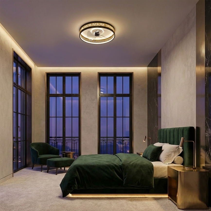 Brilagi - Ventilador de teto LED dimerizável LED/34W/230V 3000-6500K Ø 50 cm preto/dourado + controlo remoto