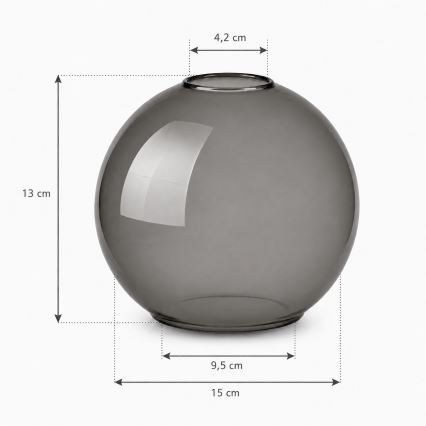 Brilagi - Vidro de substituição para lustre DIOR E27, diâmetro 15 cm, cinzento fumado