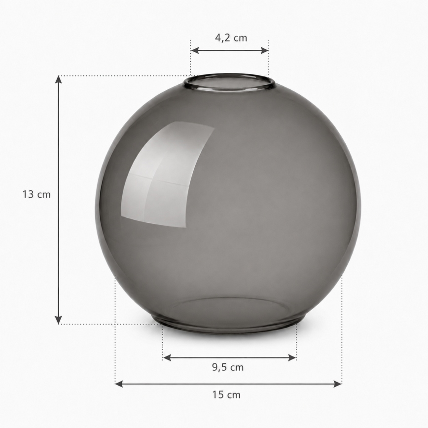 Brilagi - Vidro de substituição para lustre DIOR E27, diâmetro 15 cm, cinzento fumado
