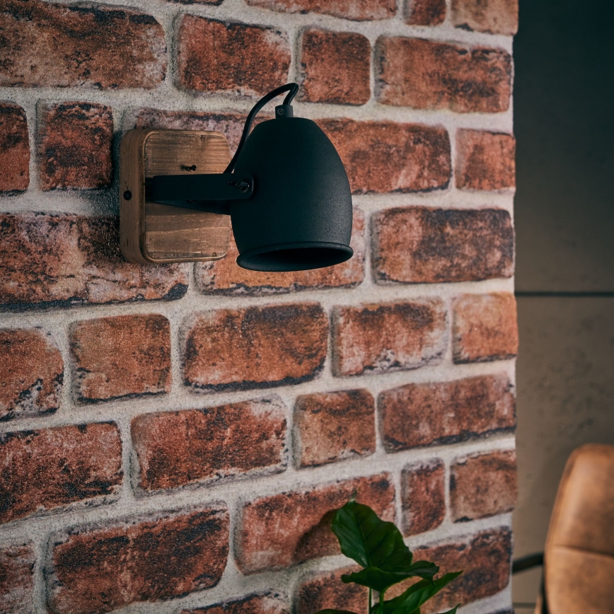 Brilliant - Aplique de parede CROWTON com spot 1xGU10/6W/230V, acabamento pinho