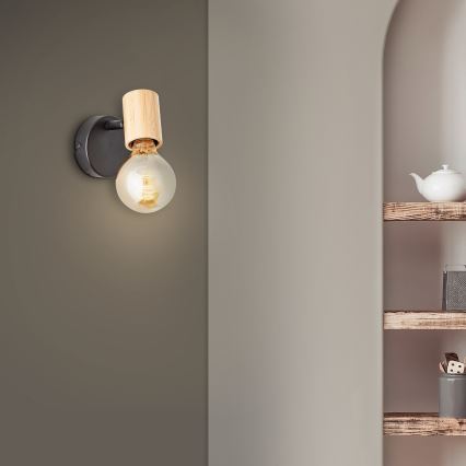 Brilliant - Aplique de parede direcionável KERRY 1xE27/40W/230V bambu