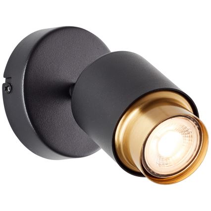 Brilliant - Aplique de parede LED orientável COVELO 1xGU10/5W/230V preto/dourado