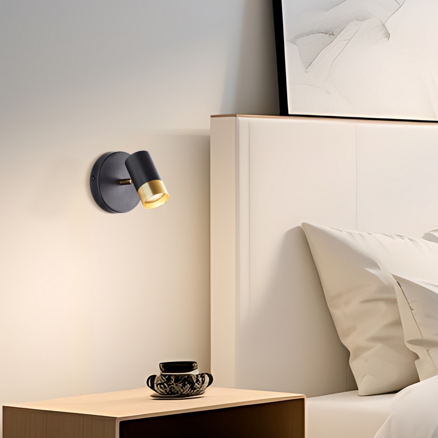 Brilliant - Aplique de parede LED VIGOLO, 1x GU10/5W/230V, preto/dourado