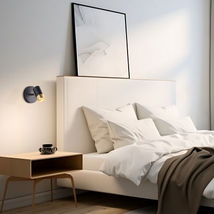 Brilliant - Aplique de parede LED VIGOLO, 1x GU10/5W/230V, preto/dourado