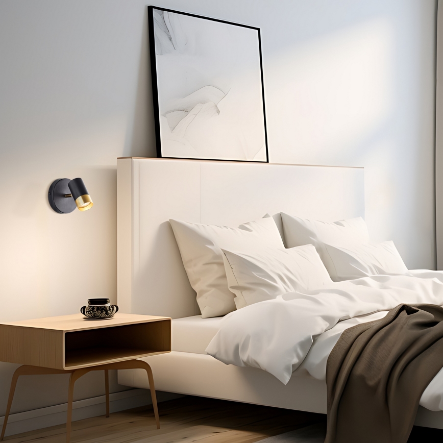 Brilliant - Aplique de parede LED VIGOLO, 1x GU10/5W/230V, preto/dourado