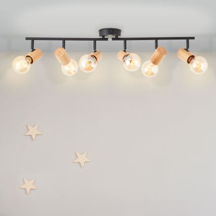 Brilliant - Candeeiro de focos KERRY 6xE27/40W/230V preto/bambu