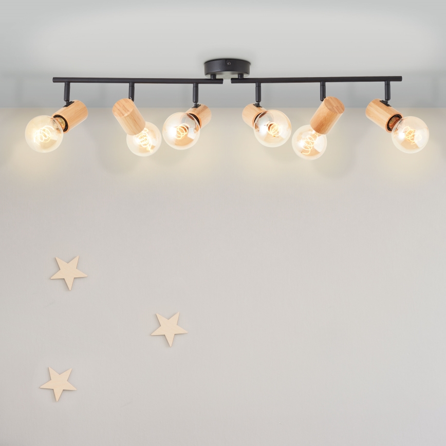 Brilliant - Candeeiro de focos KERRY 6xE27/40W/230V preto/bambu