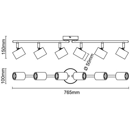 Brilliant - Candeeiro de focos KERRY 6xE27/40W/230V preto/bambu