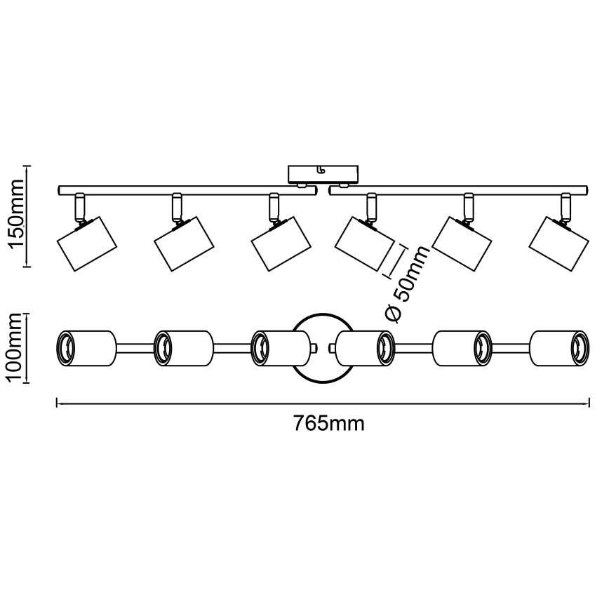 Brilliant - Candeeiro de focos KERRY 6xE27/40W/230V preto/bambu