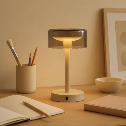 Brilliant - Candeeiro de mesa para exterior recarregável, com controlo tátil e regulável RAZOR LED/2,5W/5V 2700K 2600 mAh IP44 cinzento