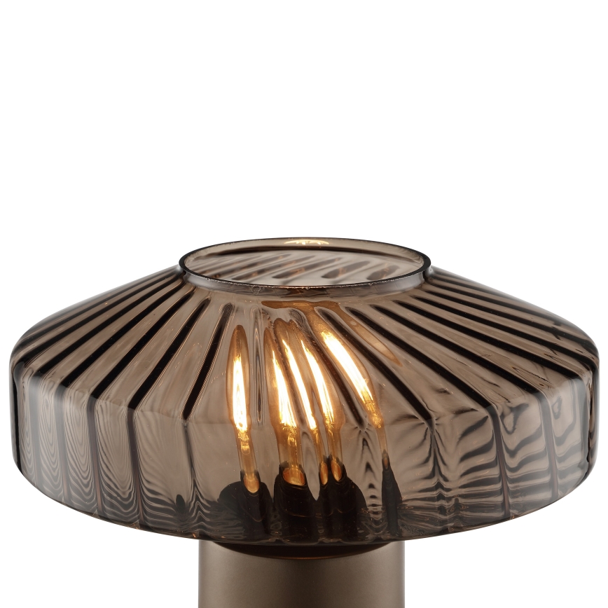 Brilliant - Candeeiro de mesa LYN 1xE27/20W/230V castanho/castanho fumê