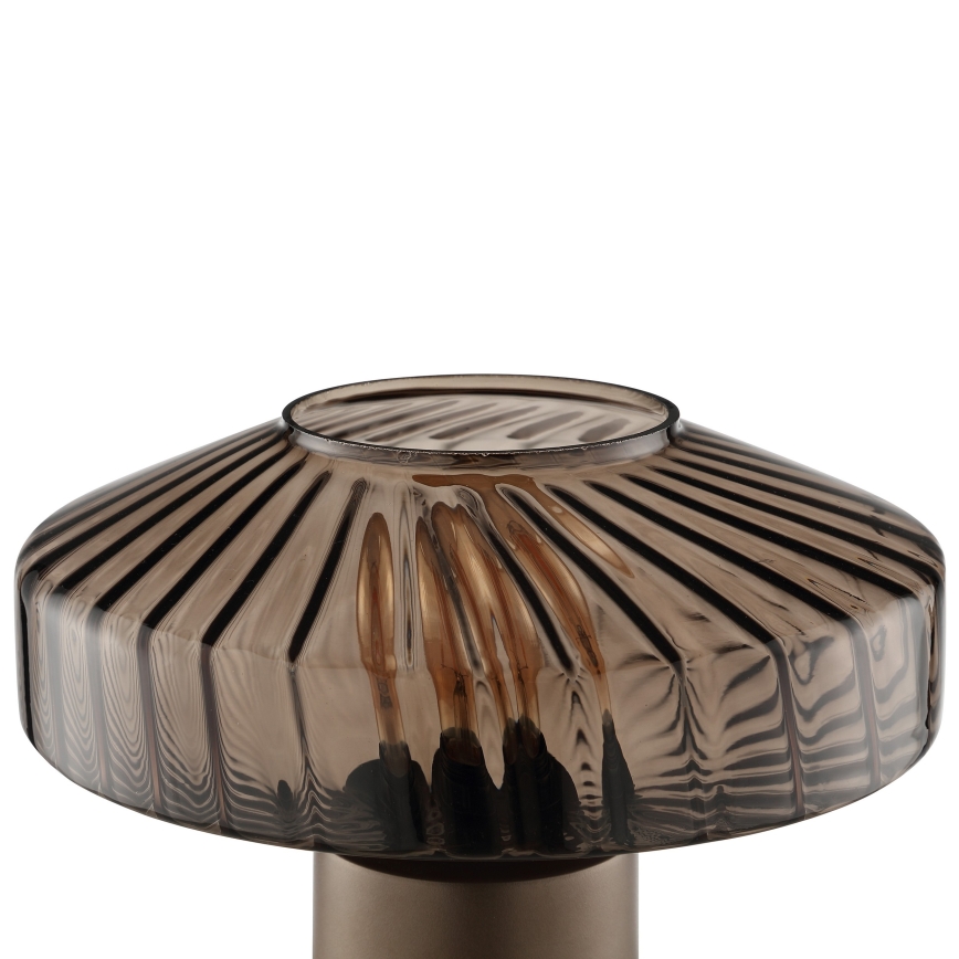 Brilliant - Candeeiro de mesa LYN 1xE27/20W/230V castanho/castanho fumê