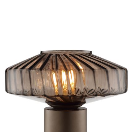 Brilliant - Candeeiro de mesa LYN 1xE27/20W/230V castanho/castanho fumê