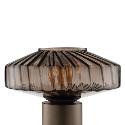 Brilliant - Candeeiro de mesa LYN 1xE27/20W/230V castanho/castanho fumê