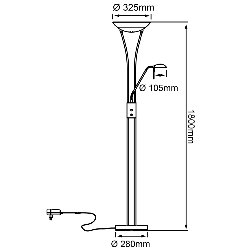 Brilliant - Candeeiro de Pé LED Dimerizável FINN 2xLED/13W/230V cromado fosco