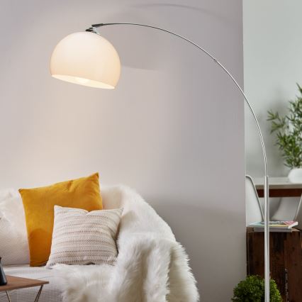 Brilliant - Candeeiro de pé VESSA 1xE27/60W/230V cromo brilhante/branco