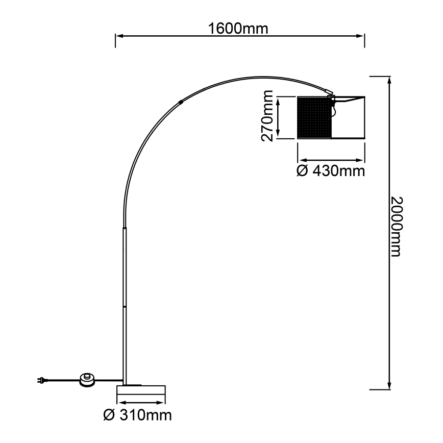 Brilliant - Candeeiro de pé WILEY 1xE27/60W/230V preto/bege