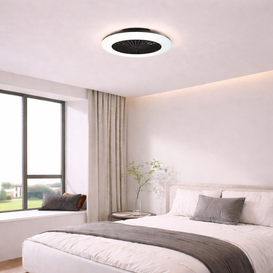 Brilliant - Candeeiro de teto LED dimável com ventilador MONTERO LED/20W/230V 2700-6500K diâmetro 42 cm preto + controlo remoto
