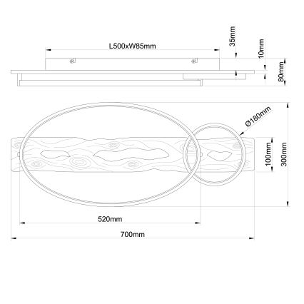 Brilliant - Candeeiro de tecto LED dimerizável PIRUS LED/30W/230V 30x70 cm seringueira