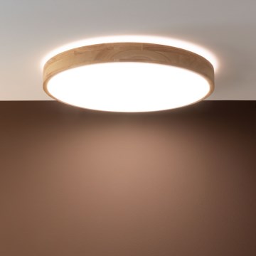 Brilliant - Candeeiro de tecto LED dimerizável SLIMLINE LED/60W/230V 3000-6500K, diâmetro 45 cm, madeira de seringueira, com comando remoto