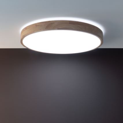 Brilliant - Candeeiro de tecto LED dimerizável SLIMLINE LED/60W/230V 3000-6500K, diâmetro 45 cm, madeira de seringueira, com comando remoto