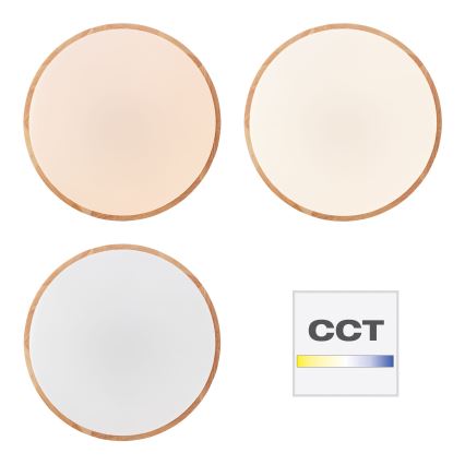 Brilliant - Candeeiro de tecto LED dimerizável SLIMLINE LED/60W/230V 3000-6500K, diâmetro 45 cm, madeira de seringueira, com comando remoto