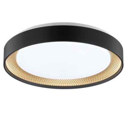 Brilliant - Candeeiro de teto LED dimerizável WALDO LED/24W/230V 3000-6500K Ø 38,5 cm preto/dourado + comando remoto