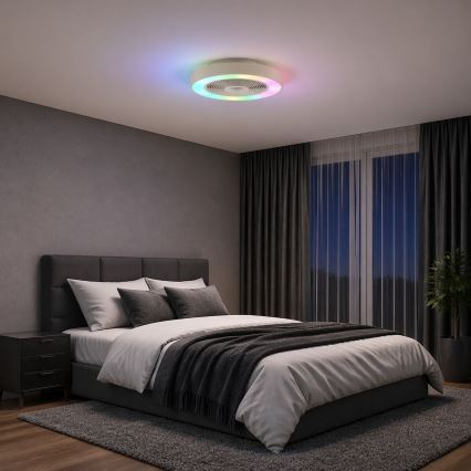 Brilliant - LED RGBW dimerizável candeeiro de tecto com ventilador CATANIA LED/37W/230V 2700-6500K Ø 48,6 cm bege + comando remoto