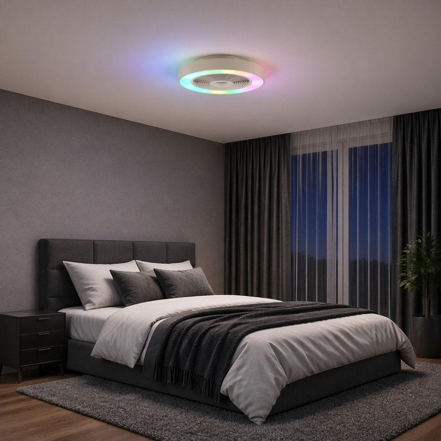 Brilliant - LED RGBW dimerizável candeeiro de tecto com ventilador CATANIA LED/37W/230V 2700-6500K Ø 48,6 cm bege + comando remoto