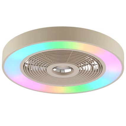 Brilliant - LED RGBW dimerizável candeeiro de tecto com ventilador CATANIA LED/37W/230V 2700-6500K Ø 48,6 cm bege + comando remoto