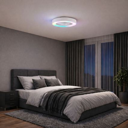 Brilliant - Luminária de teto dimável LED RGBW com ventoinha CATANIA LED/37W/230V 2700-6500K diâmetro 48,6 cm branca + comando remoto
