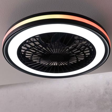 Brilliant - Luminária de teto dimerizável LED RGBW com ventilador PALMERO LED/40W/230V 2700-6500K, diâmetro 46,6 cm, bege + controlo remoto