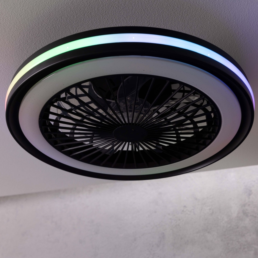 Brilliant - Luminária de teto dimerizável LED RGBW com ventilador PALMERO LED/40W/230V 2700-6500K, diâmetro 46,6 cm, bege + controlo remoto