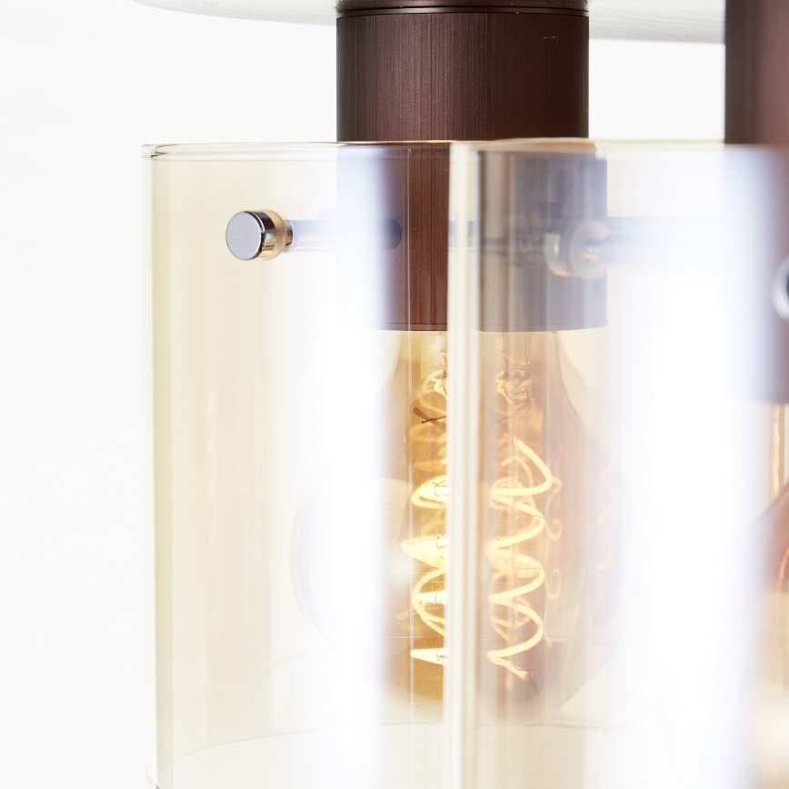 Brilliant - Candeeiro de tecto PETJE, 5x E27/40W/230V, Ø 52 cm, castanho/fumado