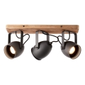 Brilliant - Candeeiro de teto com focos CROWTON 3xGU10/6W/230V, acabamento pinho