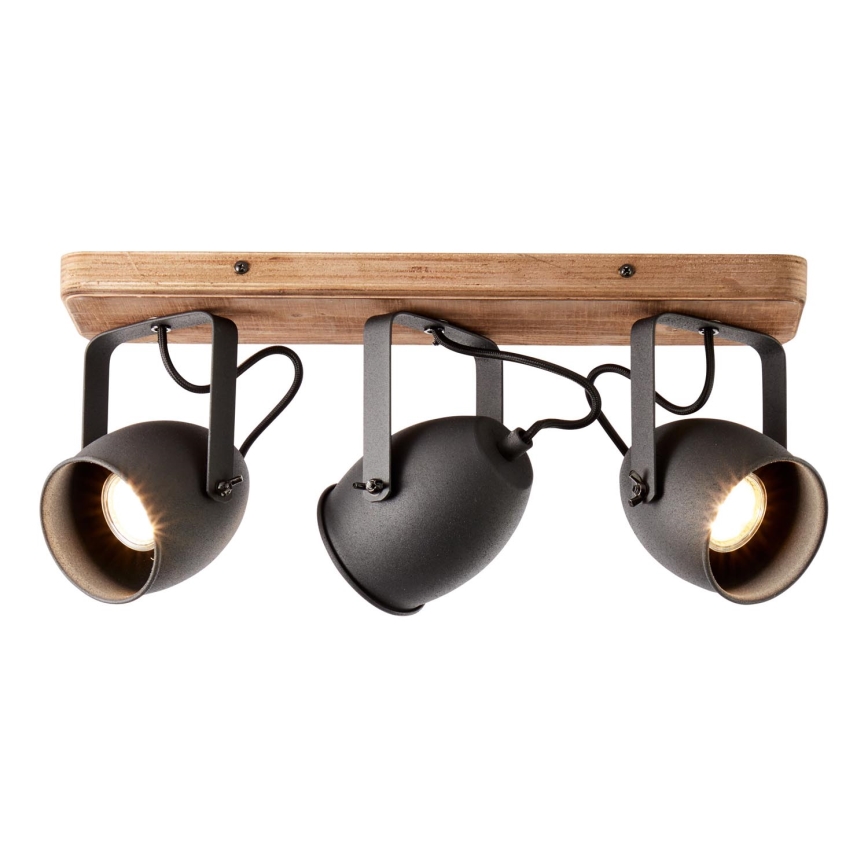 Brilliant - Candeeiro de teto com focos CROWTON 3xGU10/6W/230V, acabamento pinho