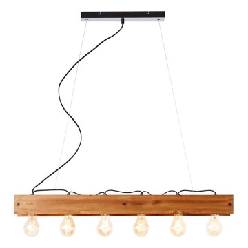 Brilliant - Candeeiro suspenso CALANDRA 6xE27/42W/230V pinho