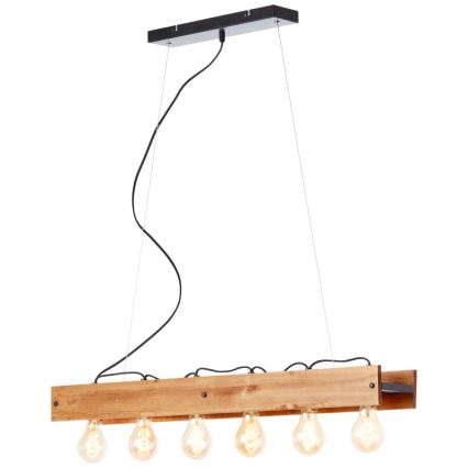 Brilliant - Candeeiro suspenso CALANDRA 6xE27/42W/230V pinho