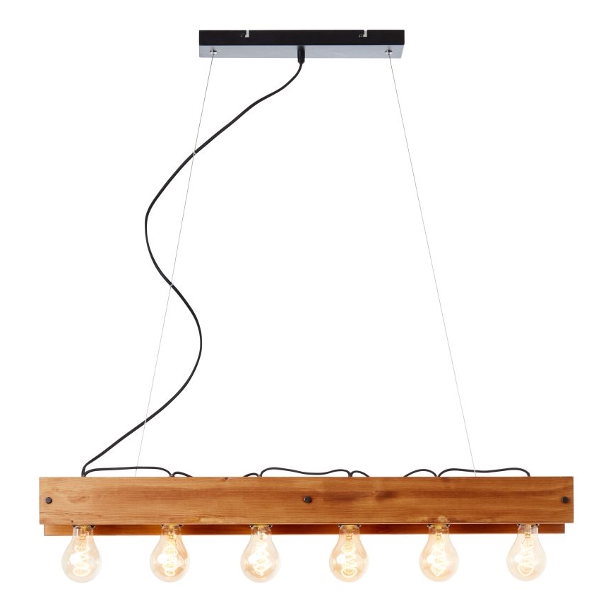 Brilliant - Candeeiro suspenso CALANDRA 6xE27/42W/230V pinho