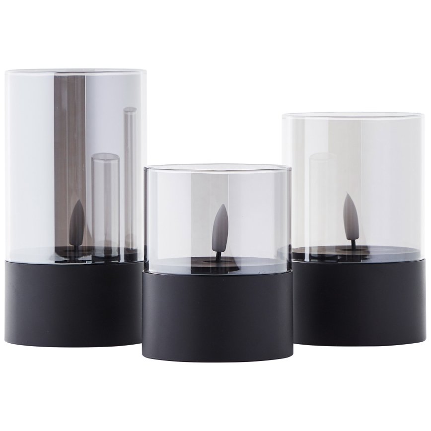 Brilliant - CONJUNTO 3x Velas LED BOUGIE LED/2xAA IP44 preta/fumê