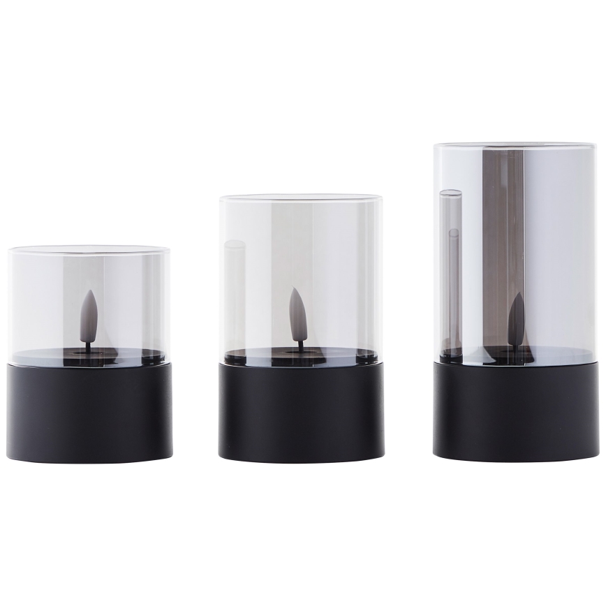 Brilliant - CONJUNTO 3x Velas LED BOUGIE LED/2xAA IP44 preta/fumê