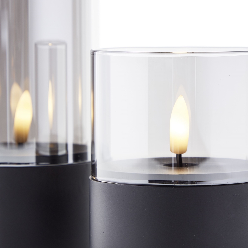 Brilliant - CONJUNTO 3x Velas LED BOUGIE LED/2xAA IP44 preta/fumê