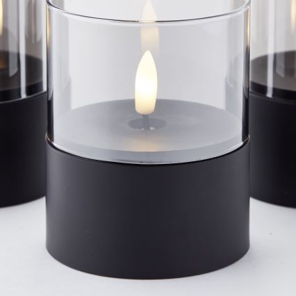 Brilliant - CONJUNTO 3x Velas LED BOUGIE LED/2xAA IP44 preta/fumê