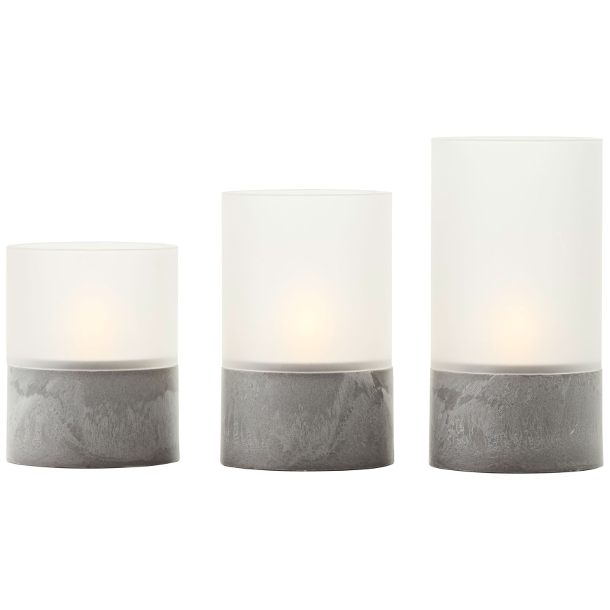 Brilliant - Conjunto de 3 Velas LED BOUGIE LED/2xAA IP44 cinzento/branco