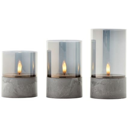 Brilliant - Conjunto de 3 velas LED BOUGIE LED/2xAA IP44 cinzento/fumado