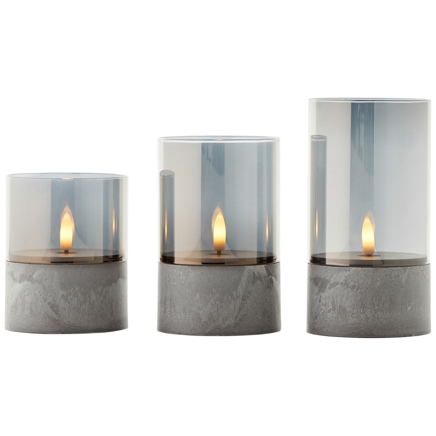 Brilliant - Conjunto de 3 velas LED BOUGIE LED/2xAA IP44 cinzento/fumado