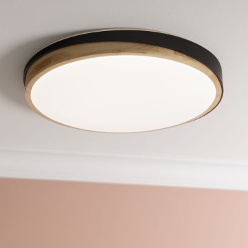 Brilliant - Iluminação de teto LED com regulação BAARLO LED/36W/230V 3000-6500K diâmetro 50 cm preto/borracha de figueira + comando