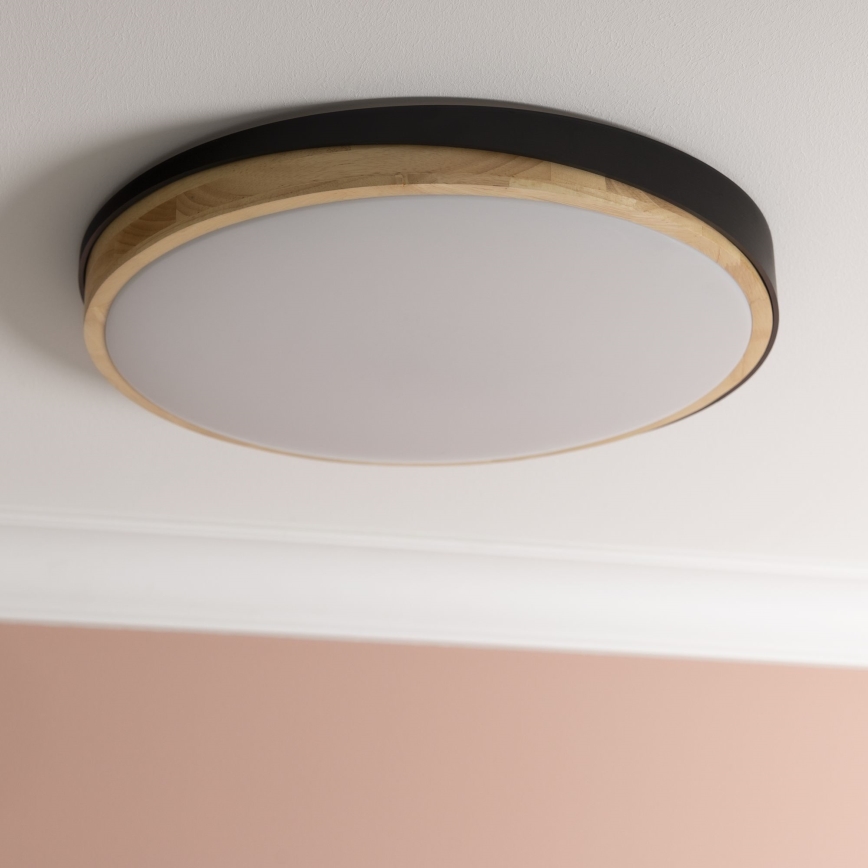 Brilliant - Iluminação de teto LED com regulação BAARLO LED/36W/230V 3000-6500K diâmetro 50 cm preto/borracha de figueira + comando