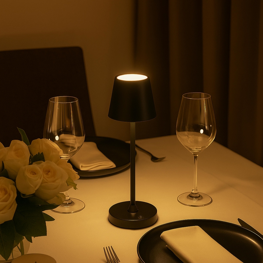 Brilliant - LED dimerizável recarregável com controlo tátil para exterior, lâmpada de mesa ELORA LED/2,5W/5V 2700K 2600 mAh IP44 preta