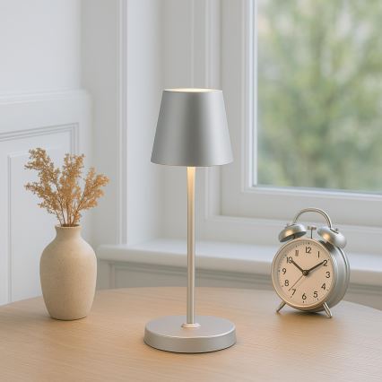 Brilliant - Lâmpada de mesa tátil recarregável LED dimerizável para exterior ELORA LED/2,5W/5V 2700K 2600 mAh IP44 prateada